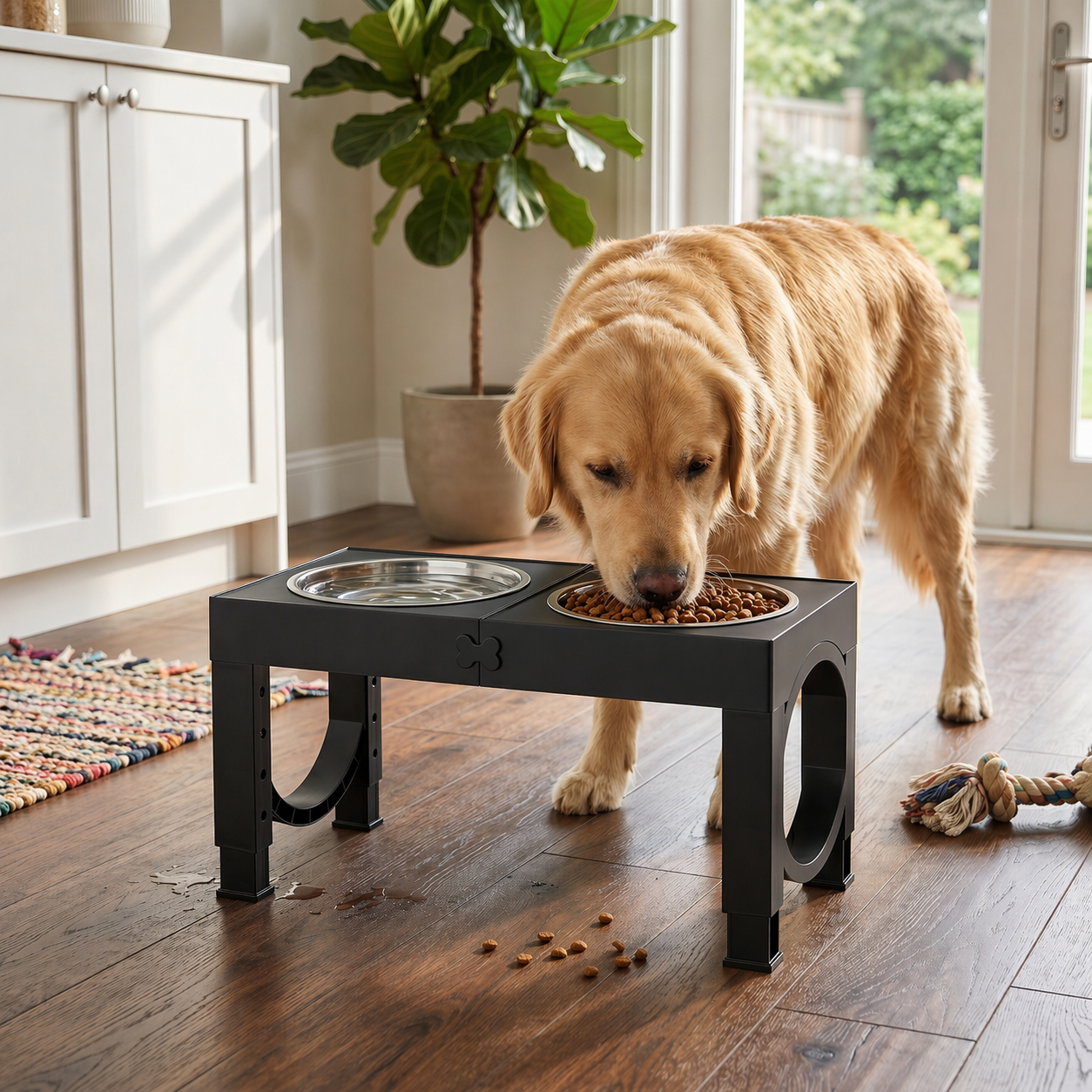 iMounTEK Dog Raised Bowls with 5 Adjustable Heights Stainless Steel Dog Bowls