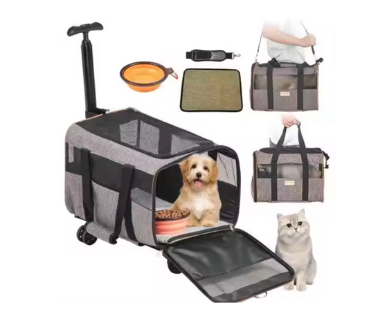 Canvas Dog Carrier with Wheels