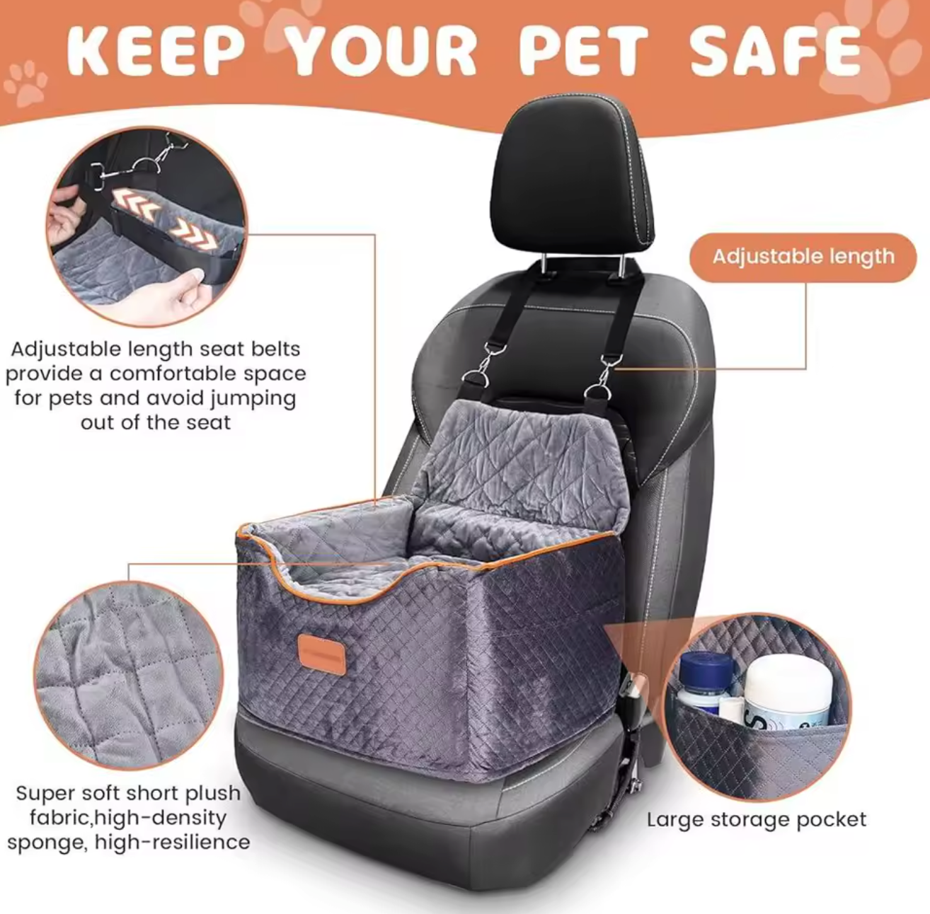 Memory Foam Dog Car Seat