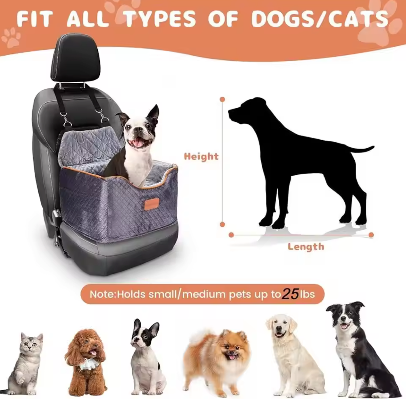 Memory Foam Dog Car Seat