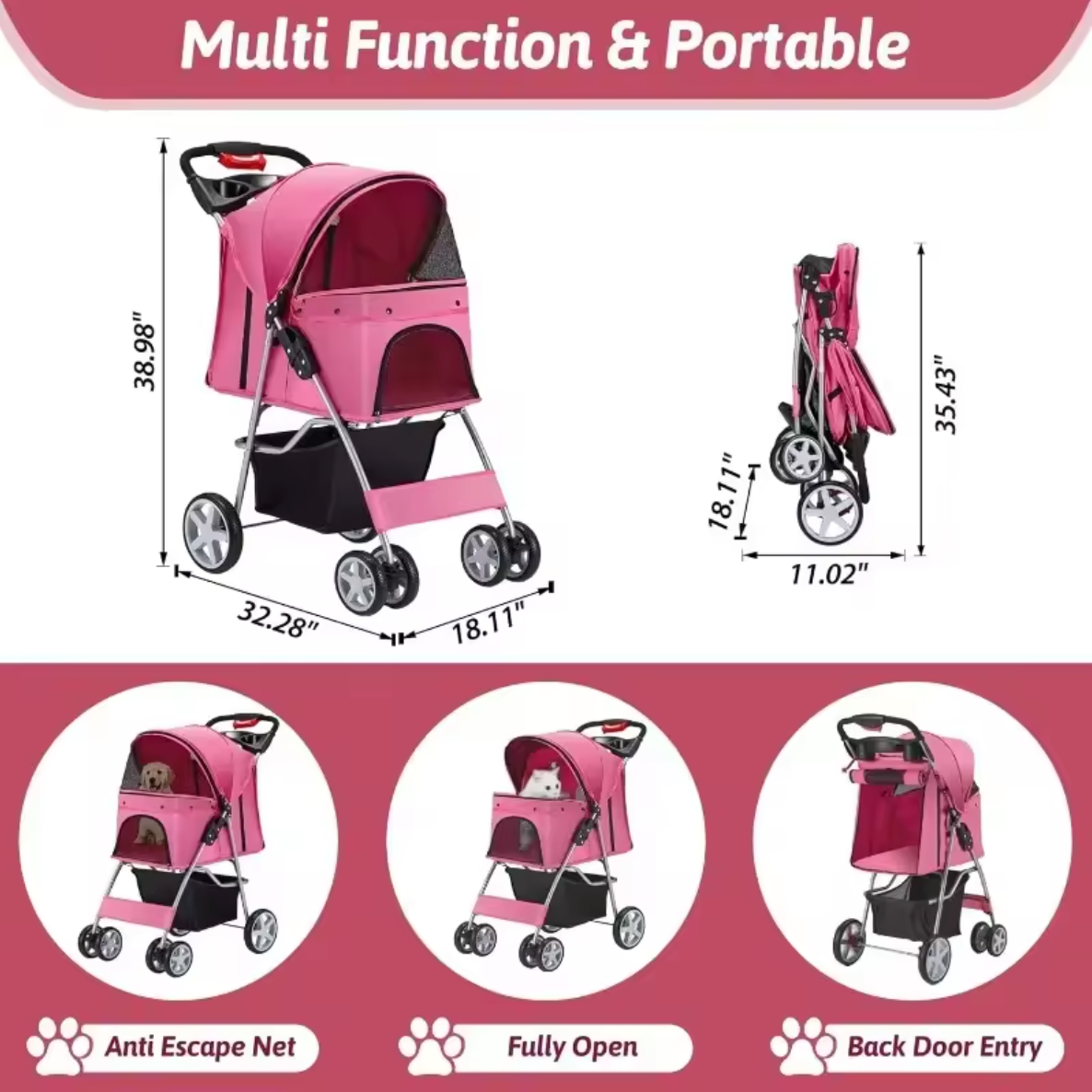 Pink Dog Stroller