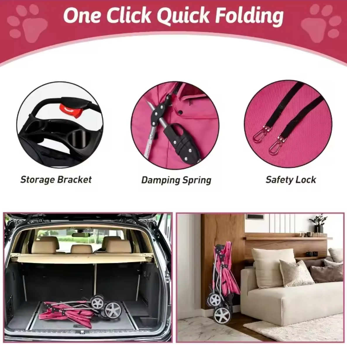 EZ Push Lightweight 4-Wheel Dog Stroller