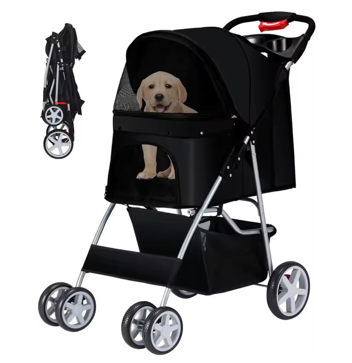 EZ Push Lightweight 4-Wheel Dog Stroller