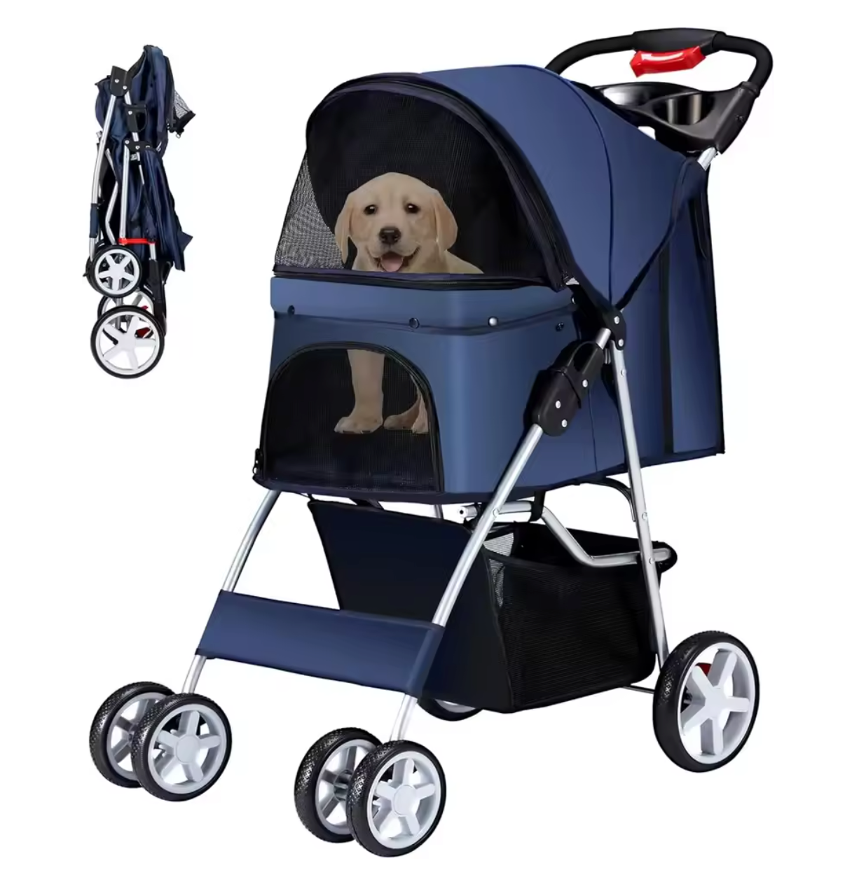EZ Push Lightweight 4-Wheel Dog Stroller
