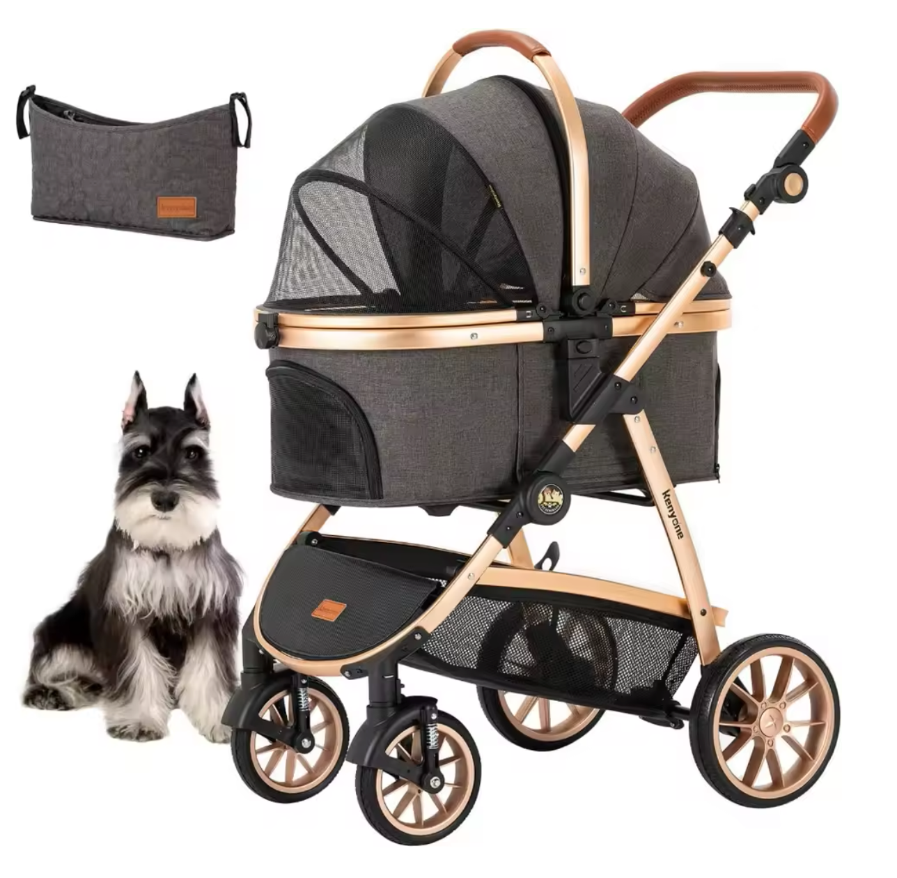 dog stroller wheels Luxe 4-Wheel Dog Stroller